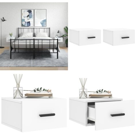 Comodini a Muro 2 pz Bianchi 35x35x20 cm - Comodino sospeso - Comodino da parete