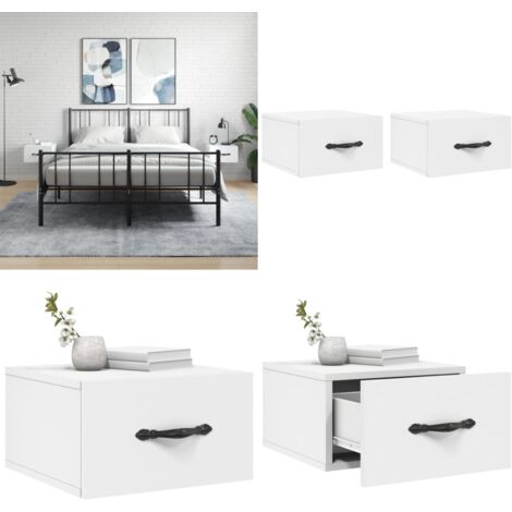 Comodini a Muro 2 pz Bianchi 35x35x20 cm - Comodino sospeso - Comodino da parete