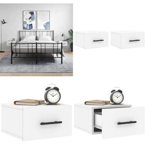 Comodini a Muro 2 pz Bianchi 35x35x20 cm - Comodino sospeso - Comodino da parete