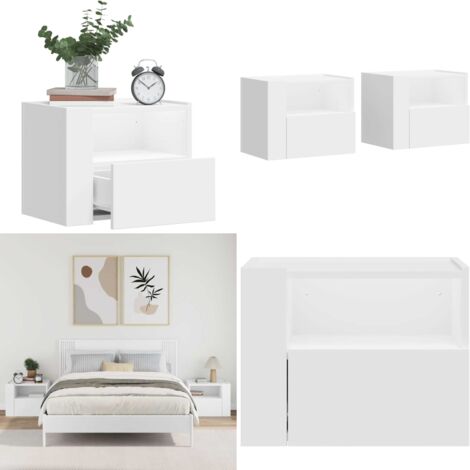 Comodini a Muro 2 pz Bianchi 45x30x35 cm - Comodino da parete - Comodino da camera da letto