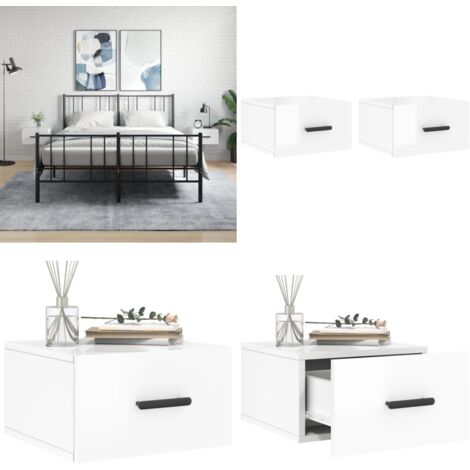 Comodini a Muro 2 pz Bianco Lucido 35x35x20 cm - Comodino sospeso - Comodino a muro