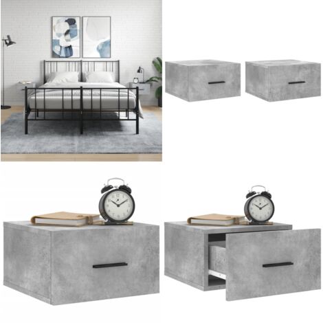 Comodini a Muro 2 pz Grigio Cemento 35x35x20 cm - Comodino sospeso - Comodino a muro