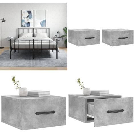 Comodini a Muro 2 pz Grigio Cemento 35x35x20 cm - Comodino sospeso - Comodino a muro