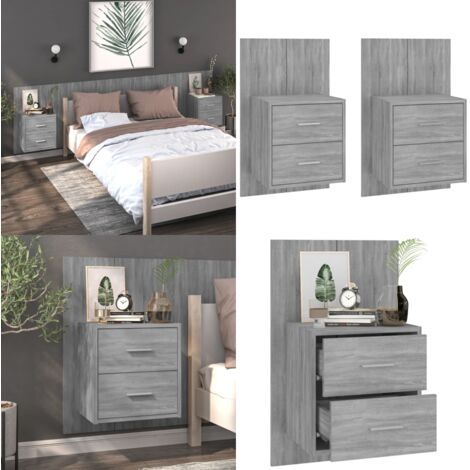 Comodini a Muro 2 pz Grigio Sonoma - Comodino da parete - Comodino a muro