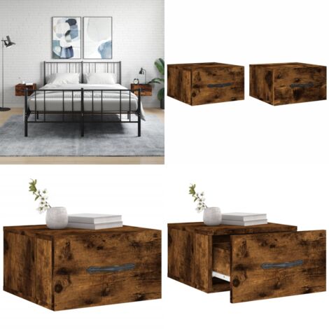 Comodini a Muro 2 pz Rovere Fumo 35x35x20 cm - Comodino sospeso - Comodino in legno