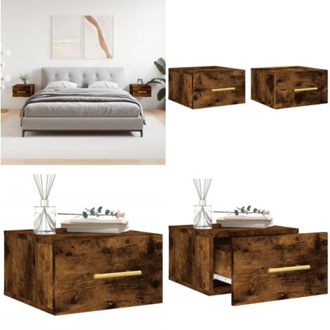 Comodini a Muro 2 pz Rovere Fumo 35x35x20 cm - Comodino sospeso - Comodino in legno