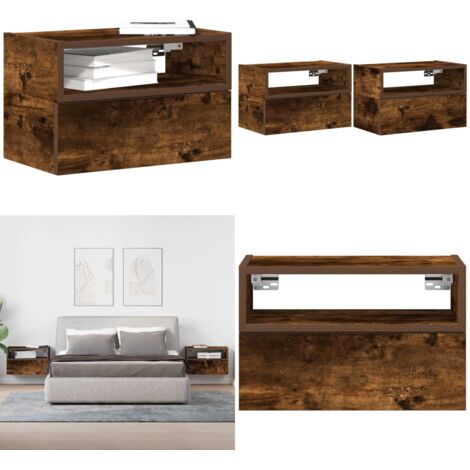 Comodini a Muro 2 pz Rovere Fumo 45x26x28,5 cm - Comodino da parete - Armadio da parete