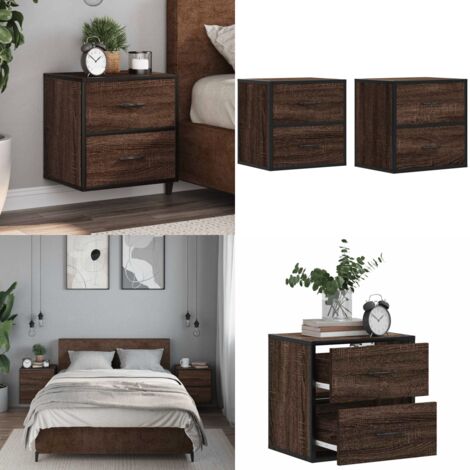 Comodini a Muro 2 pz Rovere Marrone 40x31x39,5 cm - Comodino a parete - Comodino con cassetti