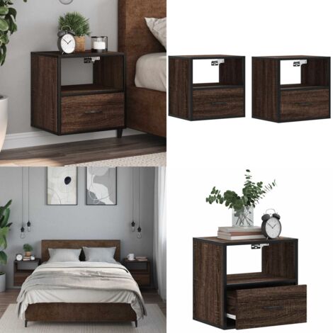 Comodini a Muro 2 pz Rovere Marrone 40x31x39,5 cm - Comodino a parete - Comodino con cassetto
