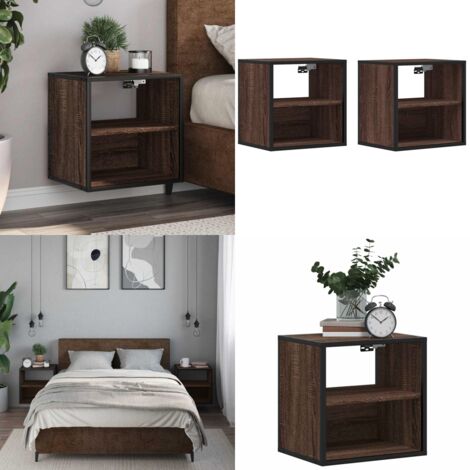 Comodini a Muro 2 pz Rovere Marrone 40x31x39,5 cm - Comodino a parete - Comodino con ripiano