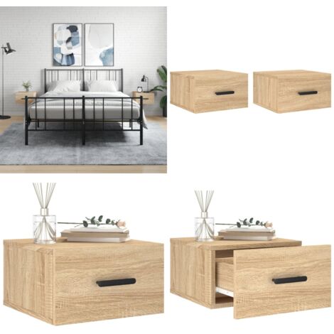 Comodini a Muro 2 pz Rovere Sonoma 35x35x20 cm - Comodino sospeso - Comodino in legno