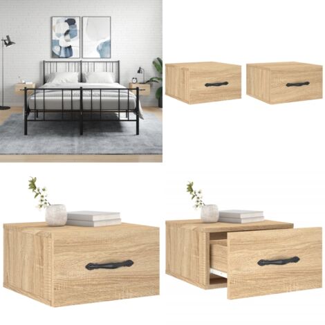 Comodini a Muro 2 pz Rovere Sonoma 35x35x20 cm - Comodino sospeso - Comodino in legno