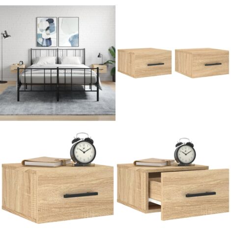 Comodini a Muro 2 pz Rovere Sonoma 35x35x20 cm - Comodino sospeso - Comodino in legno