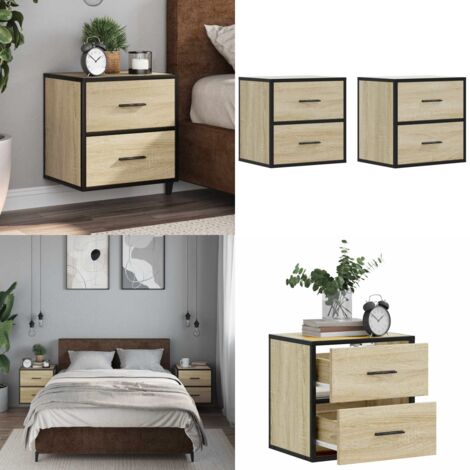 Comodini a Muro 2 pz Rovere Sonoma 40x31x39,5 cm - Comodino a parete - Comodino con cassetti