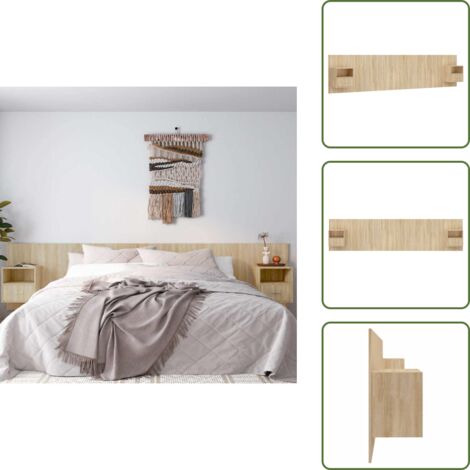 Comodini a parete - vidaXL Testiera Letto con Comodini in Legno Multistrato Rovere Sonoma - Testiera con comodini