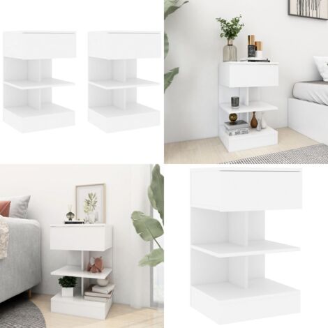 Comodini Bianchi 2 pz 40x35x65 cm in Legno Ingegnerizzato - Comodino moderno - Comodino bianco