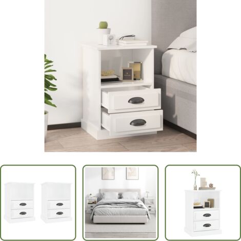 Comodini -  Comodini 2 pz Bianco Lucido 43x36x60 cm