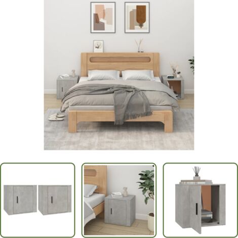 Comodini -  Comodini 2 pz Grigio Cemento 50x39x47 cm