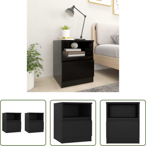 Comodini -  Comodini 2 pz Neri 40x40x50 cm in Legno Multistrato