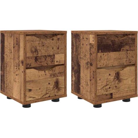Comodini con cassetto 2 pcs Legno vecchio 30,5 x 30 x 43 cm vidaXL