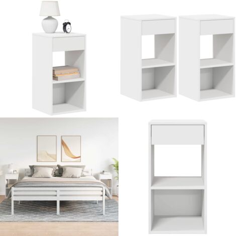 Comodini con Cassetto 2 pz Bianchi 35x34x66,5 cm - Comodino bianco - Comodino con cassetto e vani