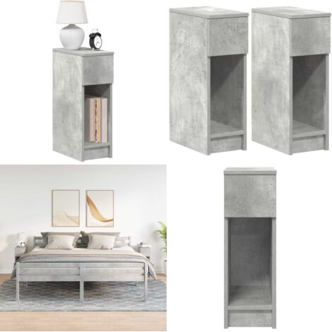 Comodini con Cassetto 2 pz Grigio Cemento 20x36x60 cm - Armadio con cassetto - Comodino grigio cemento