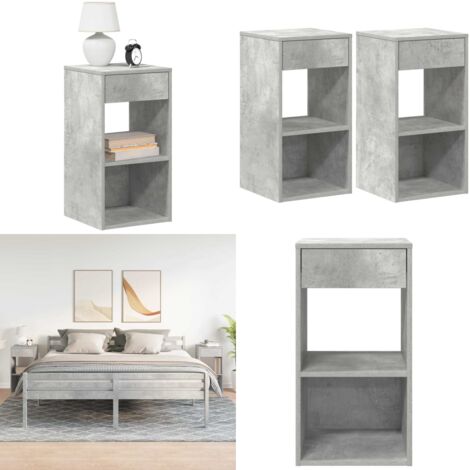 Comodini con Cassetto 2 pz Grigio Cemento 35x34x66,5 cm - Armadio con cassetto - Comodino grigio cemento