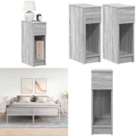 Comodini con Cassetto 2 pz Grigio Sonoma 20x36x60 cm - Armadio con cassetto - Comodino grigio