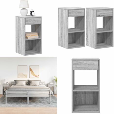 Comodini con Cassetto 2 pz Grigio Sonoma 35x34x66,5 cm - Comodino grigio - Comodino con cassetto 2 pezzi
