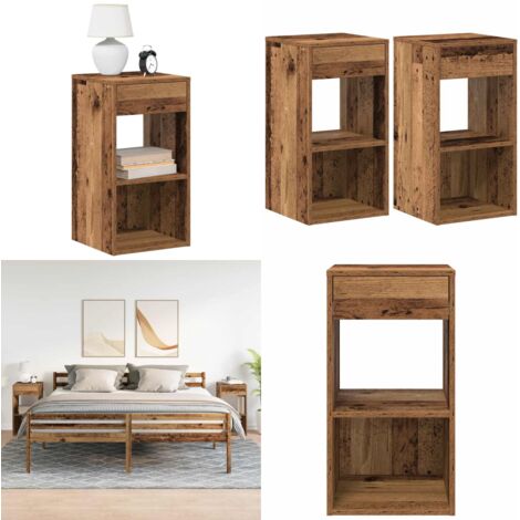 Comodini con Cassetto 2 pz Legno Antico 35x34x66,5 cm - Armadio con cassetto - Comodino in truciolato