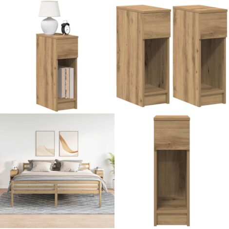 Comodini con Cassetto 2 pz Rovere Artigianale 20x36x60 cm - Comodino in truciolato - Comodino rovere artigianale