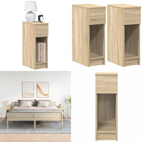 Comodini con Cassetto 2 pz Rovere Sonoma 20x36x60 cm - Comodino in truciolato - Comodino rovere sonoma