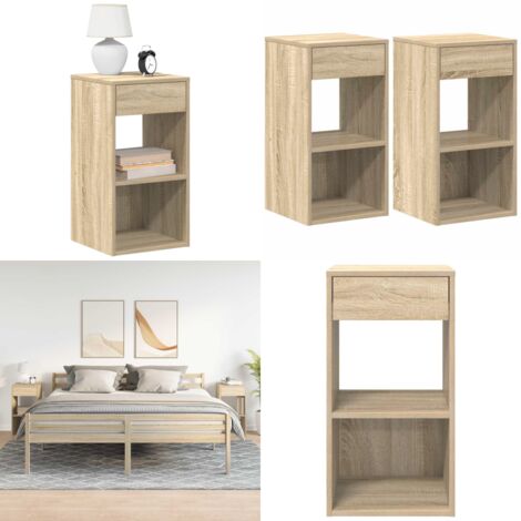 Comodini con Cassetto 2 pz Rovere Sonoma 35x34x66,5 cm - Armadio con cassetto - Comodino in truciolato