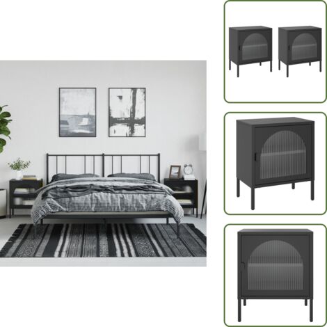 Comodini con livellatori - vidaXL Comodini 2 pz Neri 50x35x60 cm in Vetro e Acciaio - Comodini per interni