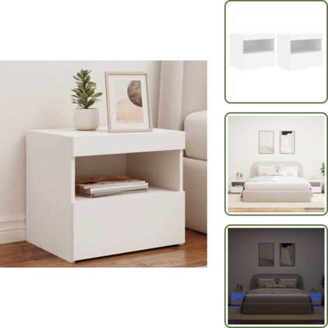 Comodini con luce rgb - vidaXL Comodini con Luci LED 2pz Bianchi 50x40x45 cm - Comodini per camera da letto