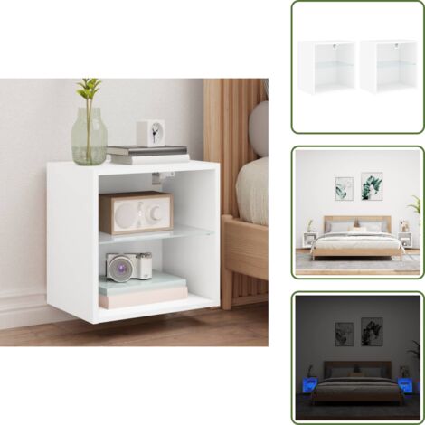 Comodini con luce - vidaXL Comodini con Luci LED a Parete 2pz Bianchi - Comodini per camera da letto