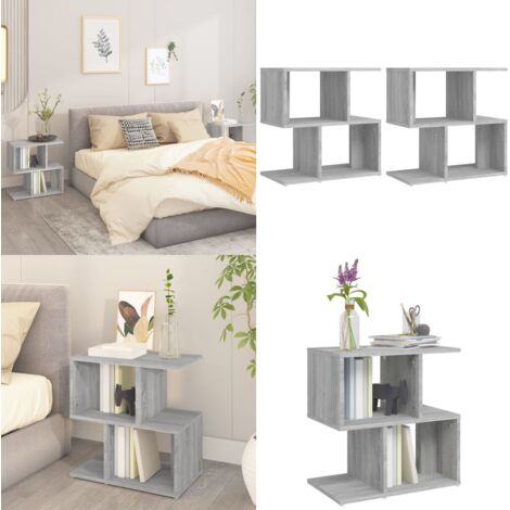 Comodini Grigio Sonoma 2pz 50x30x51,5 cm in Legno Multistrato - Comodino moderno - Comodino grigio