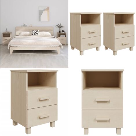 Comodini HAMAR 2 pz ambra 40x35x62 cm Legno Massello di Pino - Comodino marrone - Comodino con cassetti