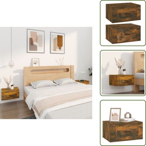 Comodini in legno multistrato - vidaXL Comodini a Muro 2 pz Rovere Fumo 50x36x25 cm - Comodini in legno ingegnerizzato