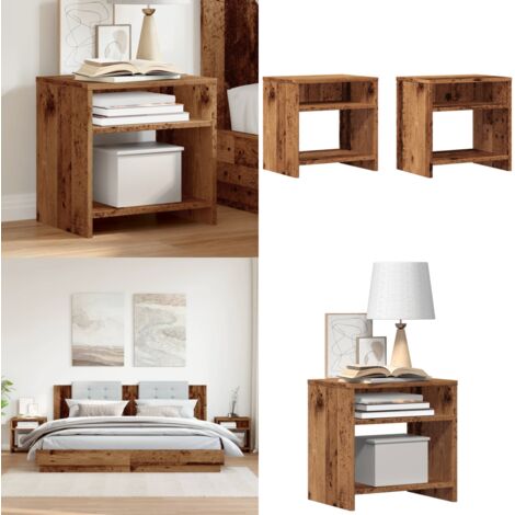 Comodini Legno Antico 2 pz 40x30x40 cm in Legno Multistrato - Comodino antico - Comodino in truciolato
