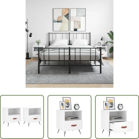 Comodini moderni -  Comodini 2 pz Bianchi 40x35x47,5 cm in Legno Multistrato