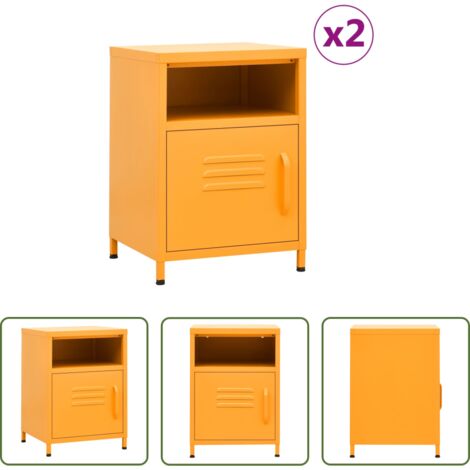 Comodini moderni -  Comodini 2 pz Giallo Senape 35x35x51 cm in Acciaio