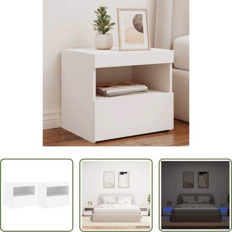 Comodini moderni -  Comodini con Luci LED 2pz Bianchi 50x40x45 cm