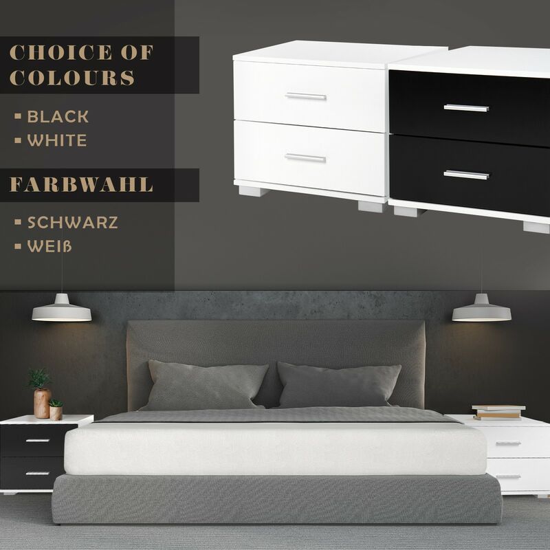 comodino quadrato in legno e acciaio inox bianco Homary comodino per camera da letto con 2 cassetti colore