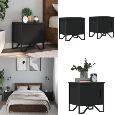 Comodini Neri 2 pz 40x30x40 cm in Legno Multistrato - Comodino nero - Comodino moderno