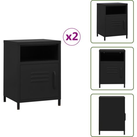 Comodini per camera - vidaXL Comodini 2 pz Neri 35x35x51 cm in Acciaio - Comodini con ripiano aperto