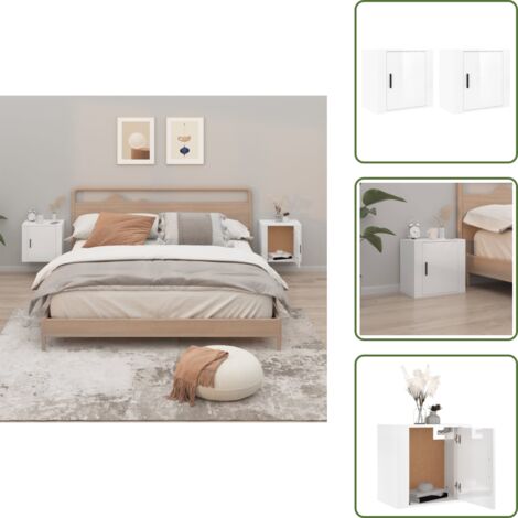 Comodini per casa - vidaXL Comodini a Muro 2 pz Bianco Lucido 50x30x47 cm - Comodini moderni