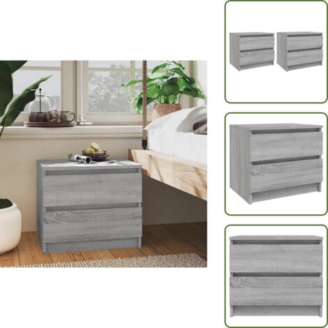 Comodini per casa - vidaXL Comodini Grigio Sonoma 2 pz 50x39x43,5 cm in Legno Multistrato -