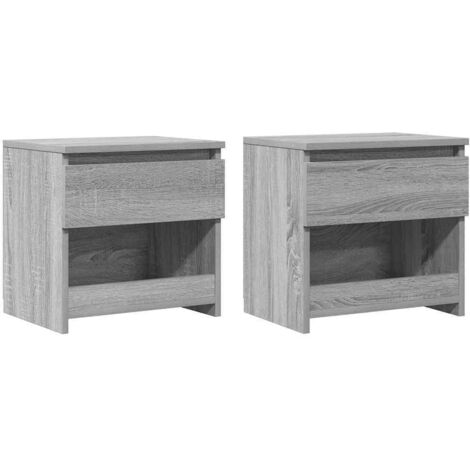 Comodini Rovere Grigio 2pz 40x30x39 cm Legno Ingegnerizzato vidaXL