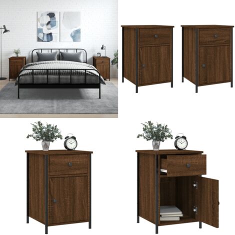 Comodini Rovere Marrone 2 pz 40x42x60 cm Legno Multistrato - Comodino in legno - Comodino marrone